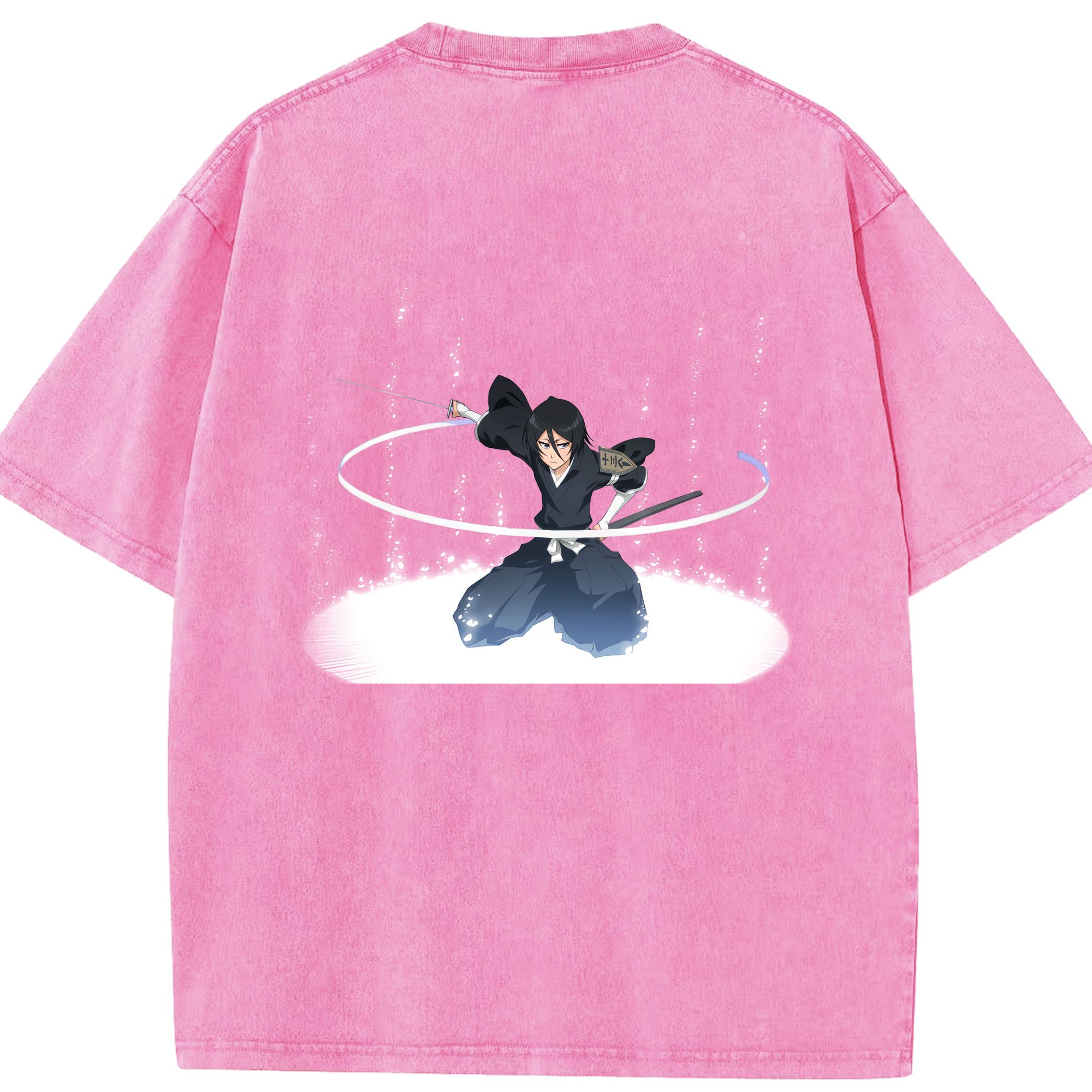 （画像用） ブリーチ 朽木ルキア BLEACH Kuchiki Rukia 綿100% ヴィンテージ風 半袖Tシャツ（背面プリント）